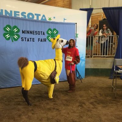 Lama and Handler dressed in Costumes